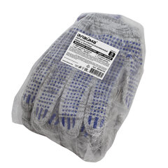 Перчатки хлопчатобумажные, КОМПЛЕКТ 5 ПАР, 10 класс, 50-52 г, 133 текс, ПВХ-точка, LAIMA ЛЮКС 2, СЕРЫЕ, 604474