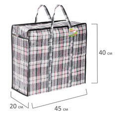 Сумка-баул хозяйственная, полипропилен, 45&times;40&times;20 см, 36 литров, черно-красная, 130 г/<wbr/>м<sup>2</sup>, ЛЮБАША, 604696
