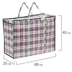 Сумка-баул хозяйственная, полипропилен, 60&times;45&times;25 см, 68 литров, черно-красная, 150 г/<wbr/>м<sup>2</sup>, ЛЮБАША, 604700