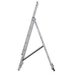 Лестница-трансформер 3-х секционная 3&times;7 ступеней, высота 4,5 м (3 секции по 1,9 м), нагрузка 150 кг, алюминий, НОВАЯ ВЫСОТА, 1230307