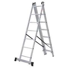 Лестница-трансформер 3-х секционная 3&times;7 ступеней, высота 4,5 м (3 секции по 1,9 м), нагрузка 150 кг, алюминий, НОВАЯ ВЫСОТА, 1230307