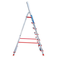 Стремянка алюминиевая 7 ШИРОКИХ СТУПЕНЕЙ 13 см, площадка 1,5 м, нагрузка 225 кг, вес 8 кг, НОВАЯ ВЫСОТА, 3117107