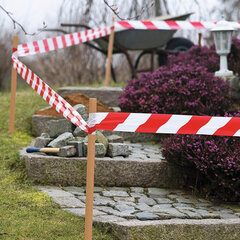 Лента оградительная сигнальная красно-белая, 50 мм х 200 м, BRAUBERG &laquo;Грандмастер&raquo;, полиэтилен, 604890