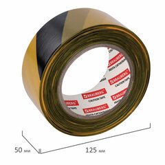 Лента оградительная сигнальная желто-черная, 50 мм х 200 м, BRAUBERG &laquo;Грандмастер&raquo;, полиэтилен, 604891