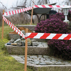 Лента оградительная сигнальная красно-белая, 75 мм х 200 м, BRAUBERG &laquo;Грандмастер&raquo;, полиэтилен, 604892