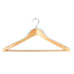 Вешалки-плечики, размер 48-50, КОМПЛЕКТ 5 шт., деревянная, перекладина, цвет сосна, ЛЮБАША Эконом, 604895