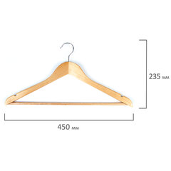 Вешалки-плечики, размер 48-50, КОМПЛЕКТ 5 шт., деревянная, перекладина, цвет сосна, ЛЮБАША Эконом, 604895