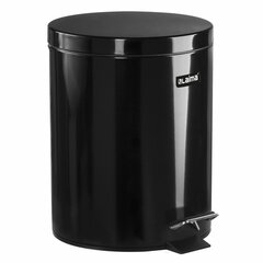 Ведро мусорное с педалью 5 литров &laquo;Classic&raquo;, ЧЕРНОЕ ГЛЯНЦЕВОЕ, металлическое, со съемным внутренним ведром, LAIMA, 604943