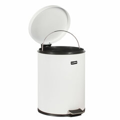 Ведро мусорное с педалью 5 литров &laquo;Classic&raquo;, БЕЛОЕ ГЛЯНЦЕВОЕ, металлическое, со съемным внутренним ведром, LAIMA, 604947