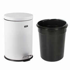 Ведро мусорное с педалью 12 литров &laquo;Classic&raquo;, БЕЛОЕ ГЛЯНЦЕВОЕ, металлическое, со съемным внутренним ведром, LAIMA, 604948