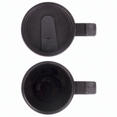 Автокружка 400 мл, термостакан с ручкой, винтовая крышка-клапан, пластик/<wbr/>сталь, синяя, LAIMA, 605128.