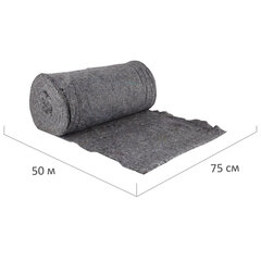 Полотно ХПП холстопрошивное ПЛОТНОЕ серое, 0,75&times;50 м, 180(±10) г/<wbr/>м<sup>2</sup>, шаг 2,5 мм, LAIMA Стандарт, 605541