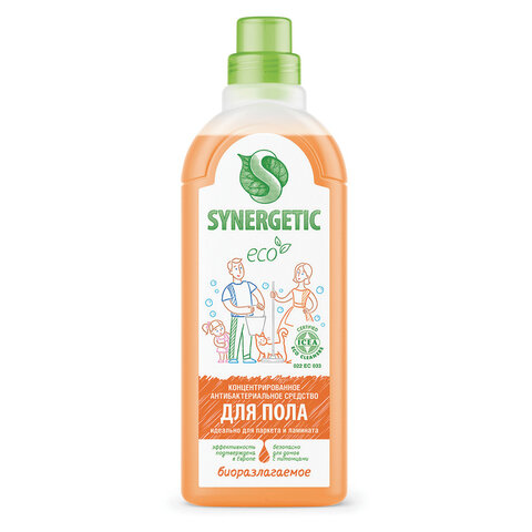 Средство для мытья пола и поверхностей 1 л SYNERGETIC, c дезинфицирующим эффектом, биоразлагаемое, 101100