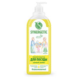 Гель для мытья посуды антибактериальный 1 л, SYNERGETIC "Лимон", флип-топ