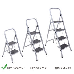 Стремянка стальная КЛАСС ПЛЮС, 2 ШИРОКИЕ СТУПЕНИ 20&times;30 см, верхняя площадка 45 см, до 120 кг, 123302