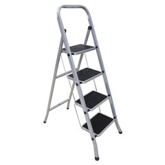 Стремянка стальная КЛАСС ПЛЮС, 4 ШИРОКИЕ СТУПЕНИ 20&times;30 см, верхняя площадка 91 см, до 120 кг, 123304