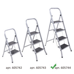 Стремянка стальная КЛАСС ПЛЮС, 4 ШИРОКИЕ СТУПЕНИ 20&times;30 см, верхняя площадка 91 см, до 120 кг, 123304