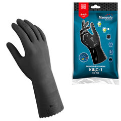 Перчатки латексные MANIPULA &laquo;КЩС-1&raquo;, двухслойные, размер 9, L (большой), черные, L-U-03/<wbr/>CG-942