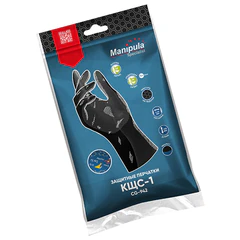 Перчатки латексные MANIPULA "КЩС-1", двухслойные, размер 10, XL (очень большой), черные, L-U-03/CG-942