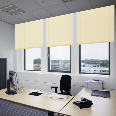 Штора рулонная BRABIX 80х175 см, текстура - лён, защита 55-85%, 200 г/м2, кремовый S-21, 605993