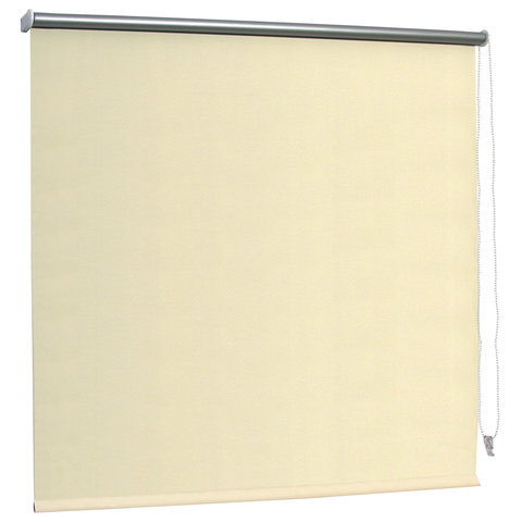 Штора рулонная светонепроницаемая (Блэкаут) BRABIX 160х175 см, кремовый/серебро, 606022