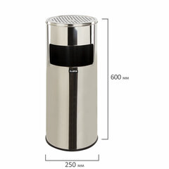 Урна с пепельницей 27 литров, 600&times;250 мм, нержавеющая сталь, зеркальная, LAIMA PROFESSIONAL, 606299
