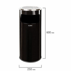 Урна с пепельницей 27 литров, 600&times;250 мм, нержавеющая сталь, черная, LAIMA PROFESSIONAL, 606300