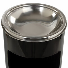 Урна с пепельницей 27 литров, 600&times;250 мм, нержавеющая сталь, черная, LAIMA PROFESSIONAL, 606300