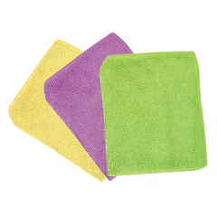Салфетки из МИКРОФИБРЫ универсальные 30&times;30 см, КОМПЛЕКТ 3 шт., ассорти, 180 г/<wbr/>м<sup>2</sup>, ЛЮБАША ЭКОНОМ, 606306