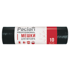 Мешки для мусора 240 л, черные, в рулоне 10 шт., ПВД, 30 мкм, 112х140 см, PACLAN Professional