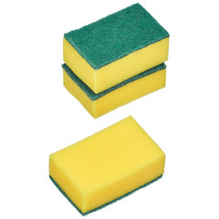 Губки бытовые для мытья посуды, КОМПЛЕКТ 3 шт., чистящий слой (абразив), PACLAN &laquo;Practi Maxi&raquo;
