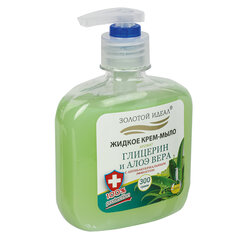 Мыло-крем жидкое 300 г ЗОЛОТОЙ ИДЕАЛ &laquo;Глицерин и алоэ вера&raquo;,с антибактериальным эффектом, дозатор, 606412