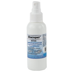 Антисептик для рук и поверхностей спиртосодержащий (64%) с распылителем 100 мл АБАКТЕРИЛ-АКТИВ, дезинфицирующий, жидкость, спрей