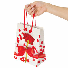 Пакет подарочный (1 штука) 18&times;10&times;23 см, ЗОЛОТАЯ СКАЗКА &laquo;Роза с лентой&raquo;, ламинированный, 606574