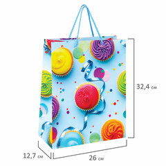 Пакет подарочный (1 штука) 26&times;13&times;32 см, ЗОЛОТАЯ СКАЗКА &laquo;Кексики&raquo;, ламинированный, 606593