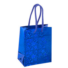 Пакет подарочный (1 штука) 11&times;6&times;15 см, ЗОЛОТАЯ СКАЗКА голография, ассорти 4 цвета, 606605