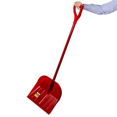 Лопата снеговая 44&times;38 см &laquo;ПОЛИКАРБОНАТ&raquo; ГРАНДМАСТЕР, ПРОЧНАЯ, алюминиевый черенок с V-ручкой 130 см, цвет красный, 606625