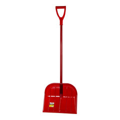 Лопата снеговая 44&times;38 см &laquo;ПОЛИКАРБОНАТ&raquo; ГРАНДМАСТЕР, ПРОЧНАЯ, алюминиевый черенок с V-ручкой 130 см, цвет красный, 606625