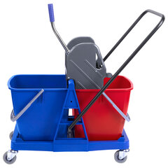 Тележка уборочная BRABIX, 2 съемных ведра 23 л, механический отжим, пластиковый каркас, 606659