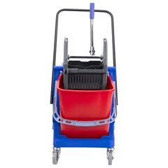 Тележка уборочная BRABIX, 2 съемных ведра 23 л, механический отжим, пластиковый каркас, 606659