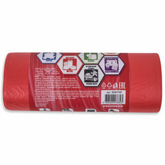 Мешки для раздельного сбора мусора 60 л красные, в рулоне 20 шт., ПНД 10 мкм, 58&times;68 см, LAIMA, 606702