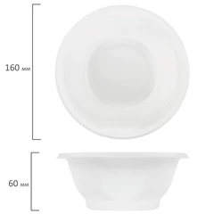 Одноразовые тарелки суповые, КОМПЛЕКТ 50 шт., 0,6 л, СТАНДАРТ, белые, ПП, холодное/<wbr/>горячее, LAIMA, 606710