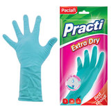 Перчатки МНОГОРАЗОВЫЕ резиновые PACLAN "Extra Dry", хлопчатобумажное напыление, 100% флок, размер 8,5-9, L (большой) синие, вес 54 г, 7350