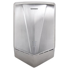 Сушилка для рук ВЫСОКОСКОРОСТНАЯ АНТИВАНДАЛЬНАЯ SONNEN K2022A, 1300 Вт, 150 м/<wbr/>с, IPX1, 72 дБ, нержавеющая сталь, 607191