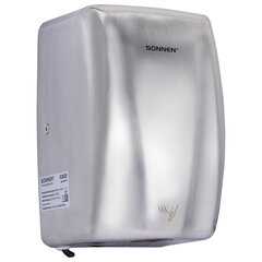 Сушилка для рук ВЫСОКОСКОРОСТНАЯ АНТИВАНДАЛЬНАЯ SONNEN K2020, 1000 Вт, 100 м/<wbr/>с, IPX3, 72 дБ, нержавеющая сталь, 607193