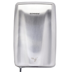 Сушилка для рук ВЫСОКОСКОРОСТНАЯ АНТИВАНДАЛЬНАЯ SONNEN K2020, 1000 Вт, 100 м/<wbr/>с, IPX3, 72 дБ, нержавеющая сталь, 607193
