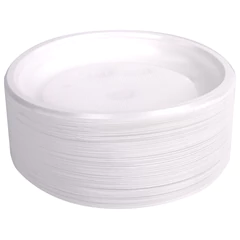 Одноразовые тарелки десертные, КОМПЛЕКТ 100 шт., пластик, d=165 мм, СТАНДАРТ, белые, ПП, холодное/<wbr/>горячее, LAIMA, 607388