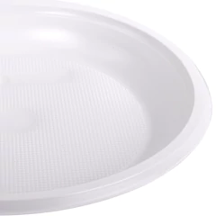 Одноразовые тарелки десертные, КОМПЛЕКТ 100 шт., пластик, d=165 мм, СТАНДАРТ, белые, ПП, холодное/<wbr/>горячее, LAIMA, 607388