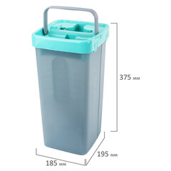 Швабра с отжимом и ведром 9л/<wbr/>7л двухкамерное, 3 насадки из микрофибры, рукоятка 130см, бирюзовый, Compact Mop, LAIMA, 607389