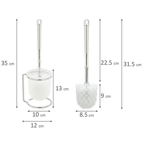 Ершик для унитаза с подставкой, маталл + пластик, хромированный, LAIMA, 607426